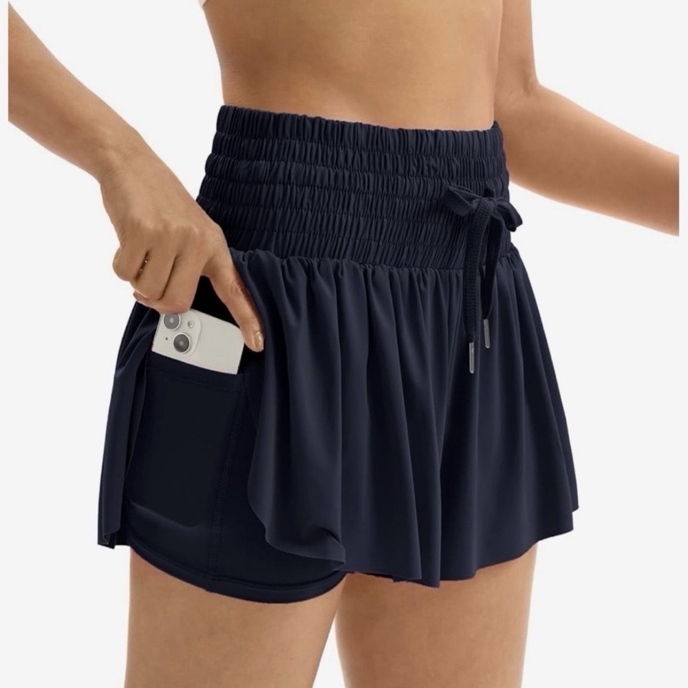 Blaosn Athletic Shorts Women's Size S Navy Blue Built In Liner Flowy Running Gym